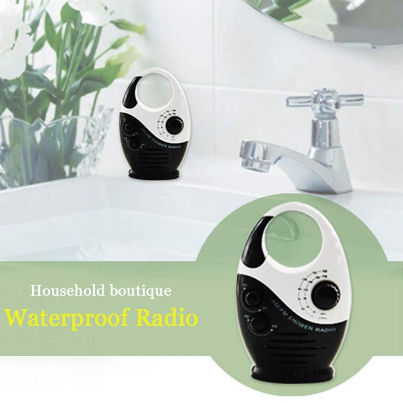 HONUTIGE Waterproof Shower Radio, 3V 0.5W Adjustable Volume Shower AM FM Button Speaker, Bathroom Shower Speakers Wireless Radio with Top Handle - Image 3